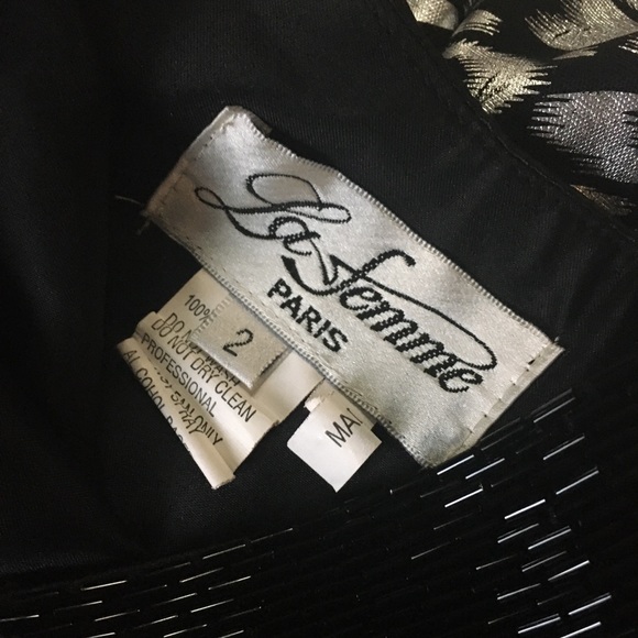 La Femme Backless Prom Dress Black Silver 14734 - Picture 9 of 9